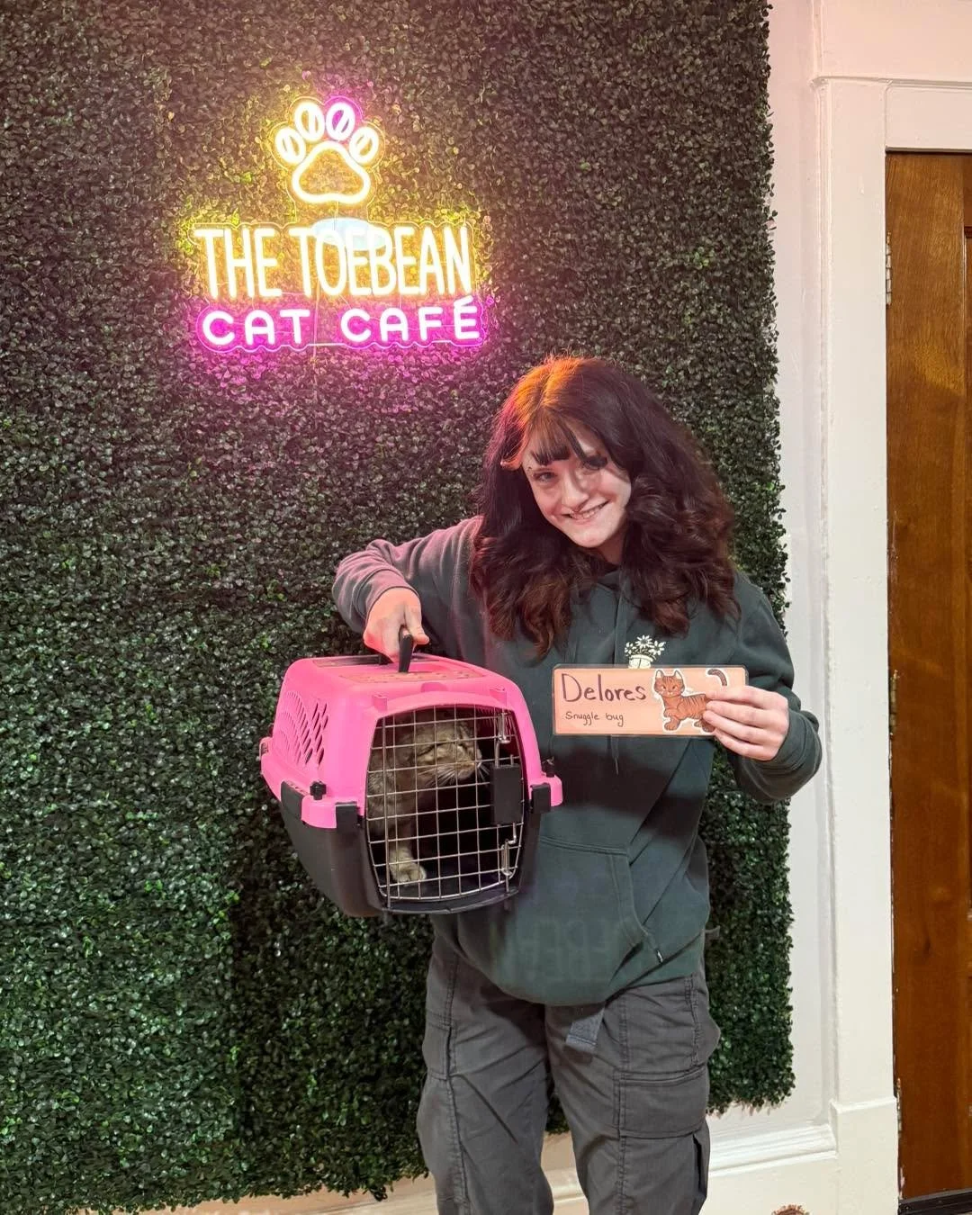 Here are adoptions 118 (Delores) and 119 (Hillary) from frcoanimalshelter! Delores only spent a few weeks at the cafe, while Hillary spent many months with us. We are happy to see them both go to their forever homes! Hillary was a patient girl and sh