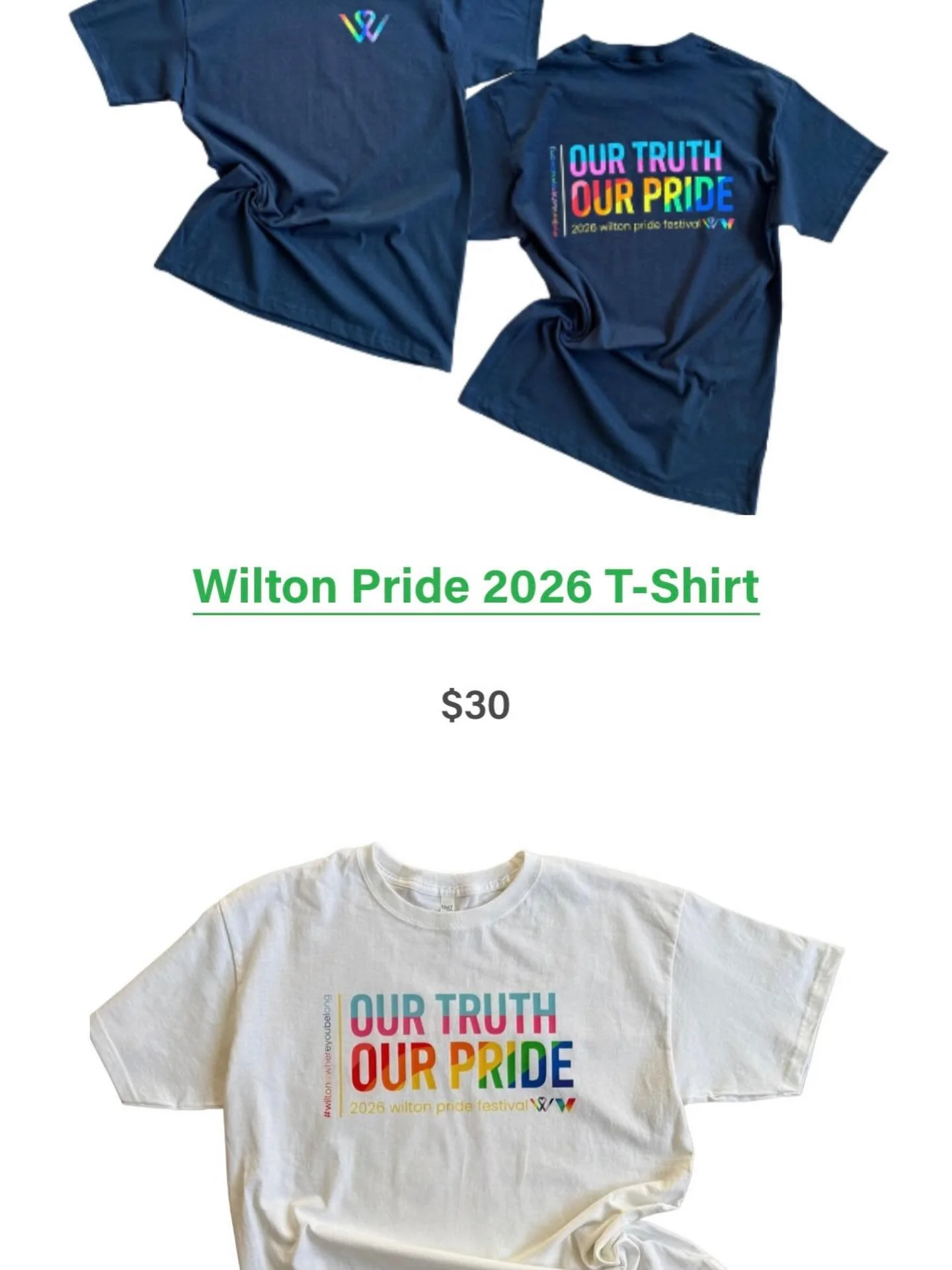 Wilton Pride 2026 shirts are officially here 🌈

&ldquo;Our truth, our pride.&rdquo; This isn&rsquo;t just a phrase, it&rsquo;s a statement. A reminder that who you are matters, your story matters, and you deserve to be seen.

Show up in it. Stand fi