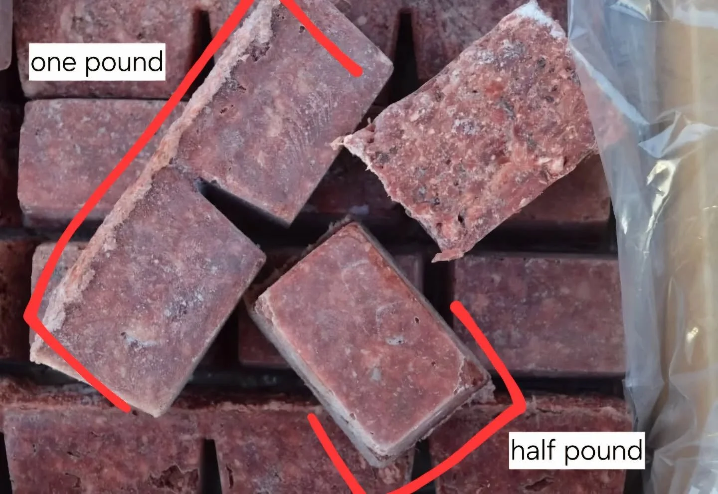 examples of our one pound bricks, snapping in half to form half pound bricks