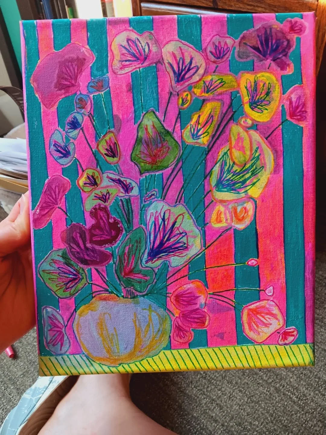 Revamping some old &quot;paintings&quot; (in quotes because this was never a finished piece but still meant a lot to me because I made this is Japan!) Saw some flowers in this one so traced out all the shapes and added layers and layers of detail. I'