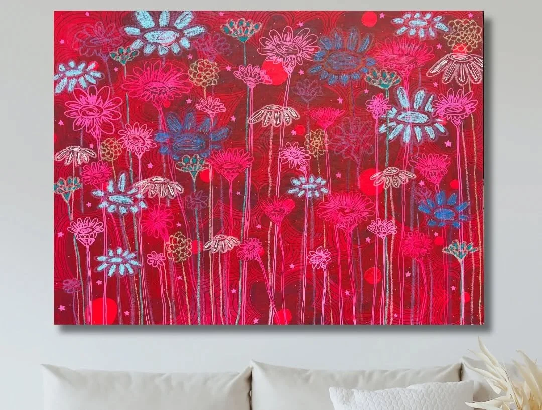 ✨️New Art Drop!✨️

"My Flowers Bloom At Night"
30 x 40 x 1
Mixed Media

A new painting in my collection "Disassociate" 🌸
Some of my most peaceful, recalibrating times are at night. My kids are sleeping. All is quiet. My son is ok