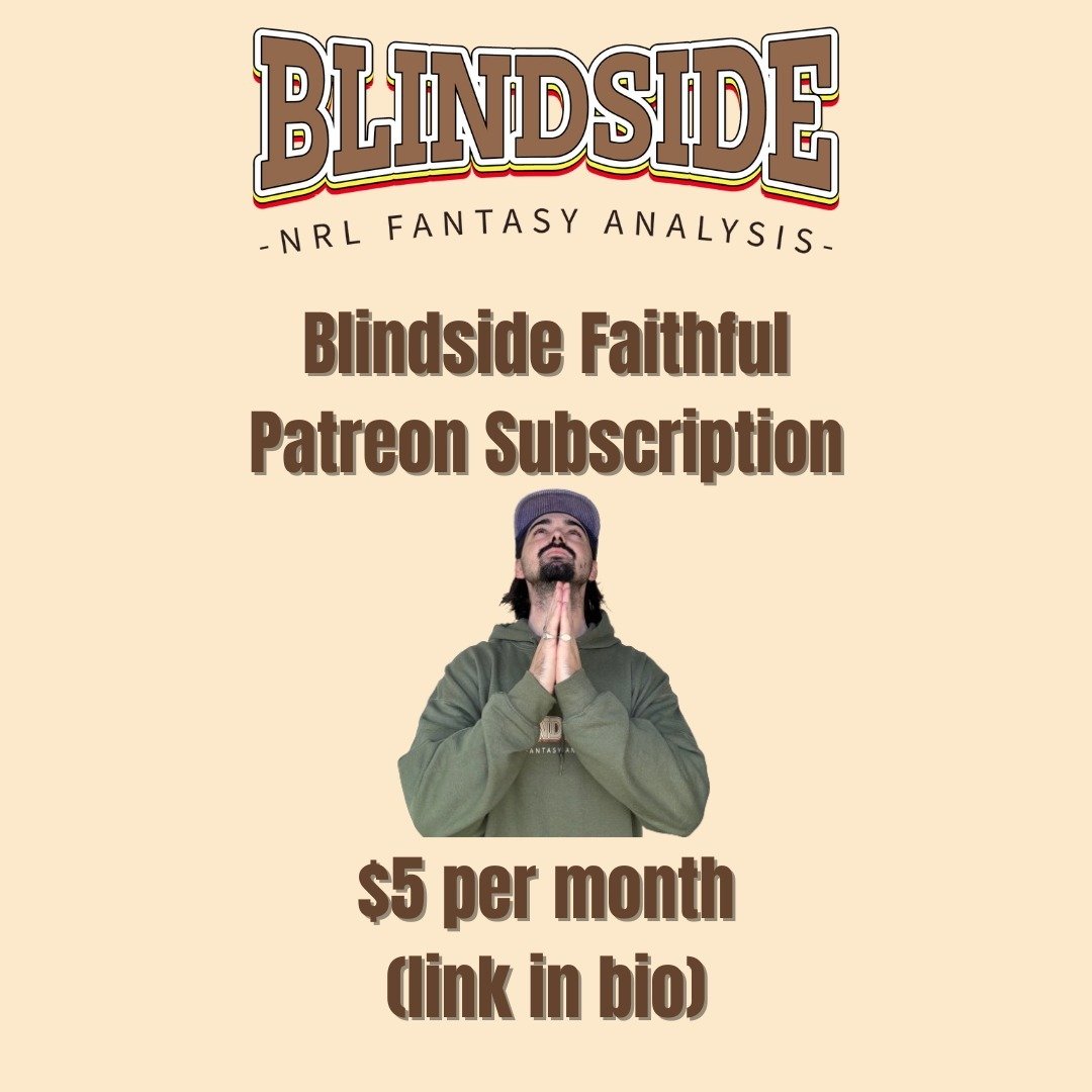 Join the Blindside Faithful (link in bio)

$5 per month for everything you'll ever need to elevate your fantasy game

Come and join us!

#nrl #nrlfantasy #rugbyleague #blindsidenrl