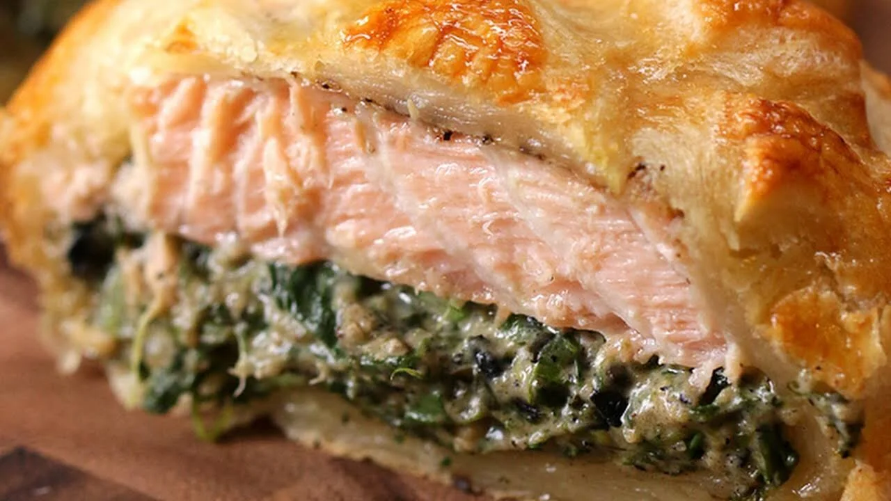 Salmon Wellington with Dill Sauce