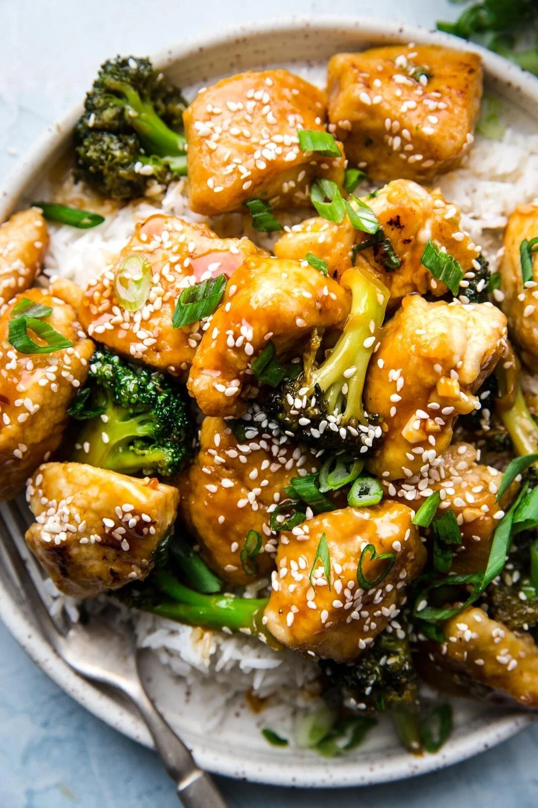 Orange, Honey, and Sesame Boneless Chicken with Broccoli