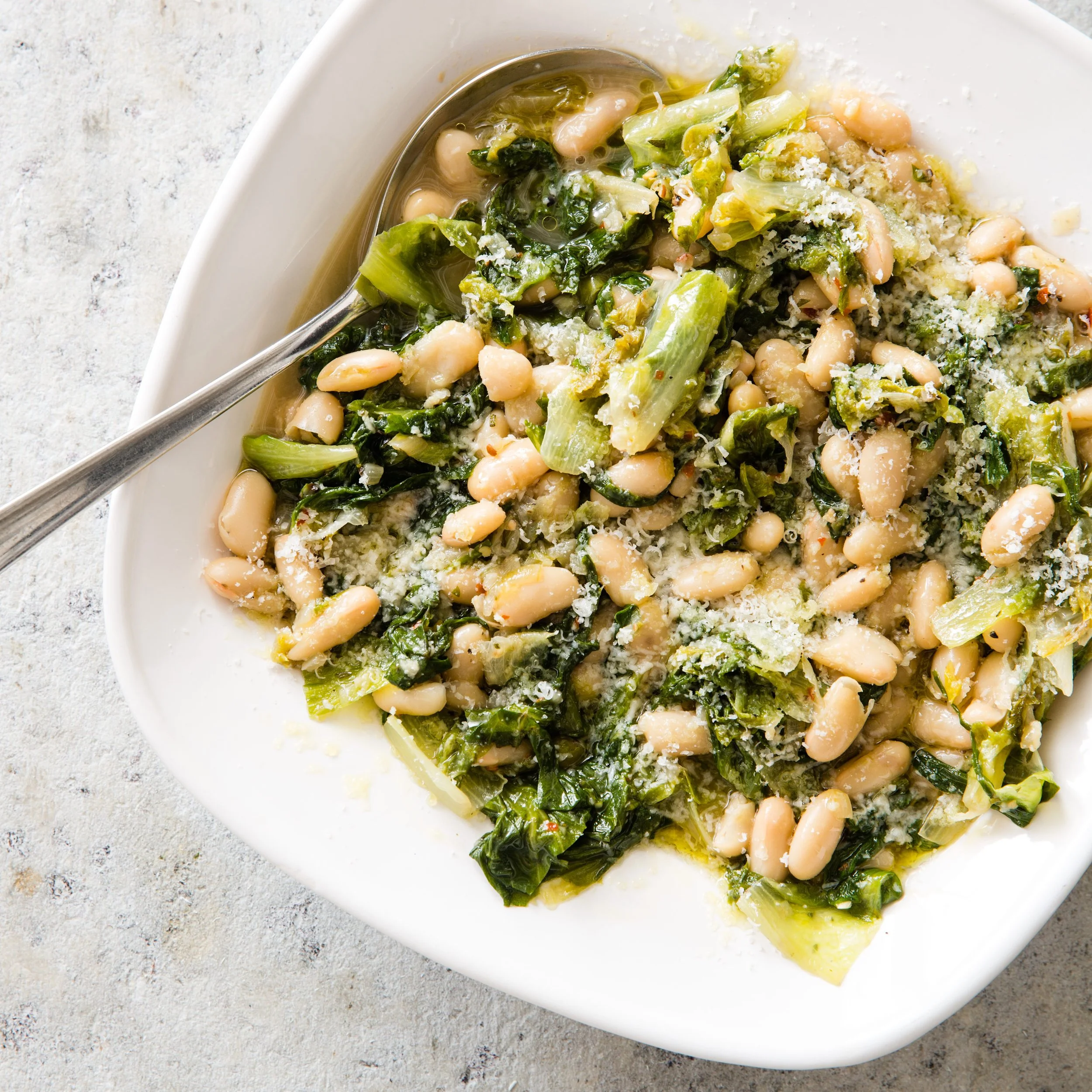 Greens and Beans with Veggie Meat