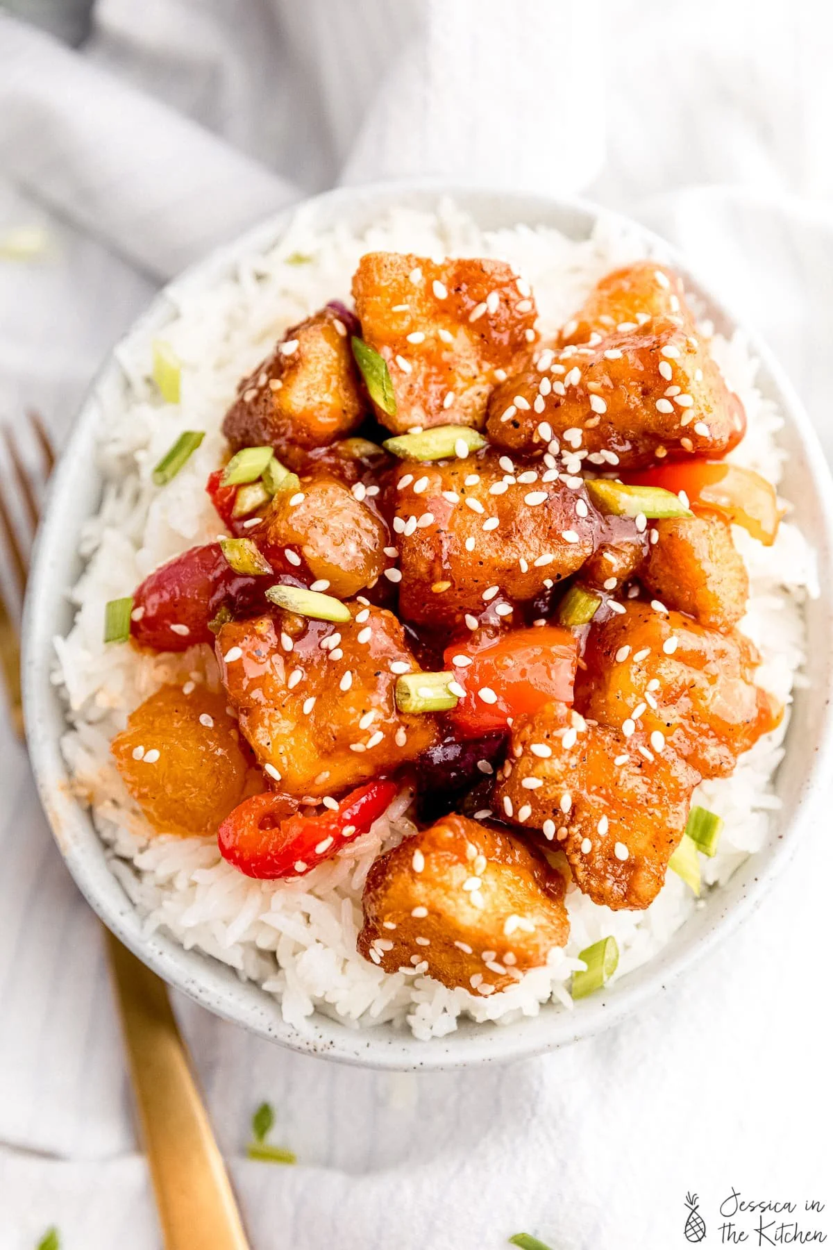 Vegan Sweet and Sour Tofu on Rice