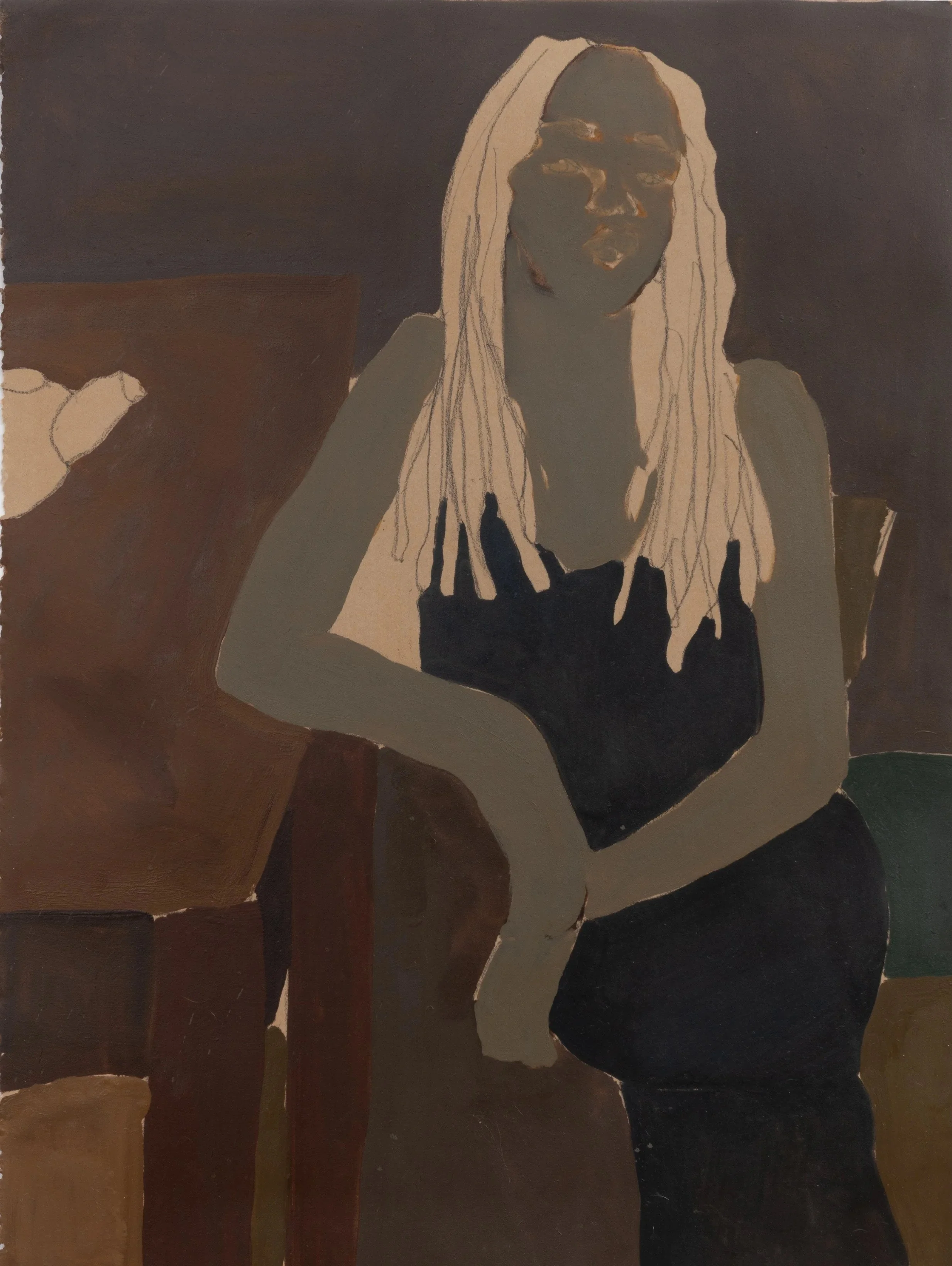 Make these blues go away, oil on paper, 30 × 22 in., 2023