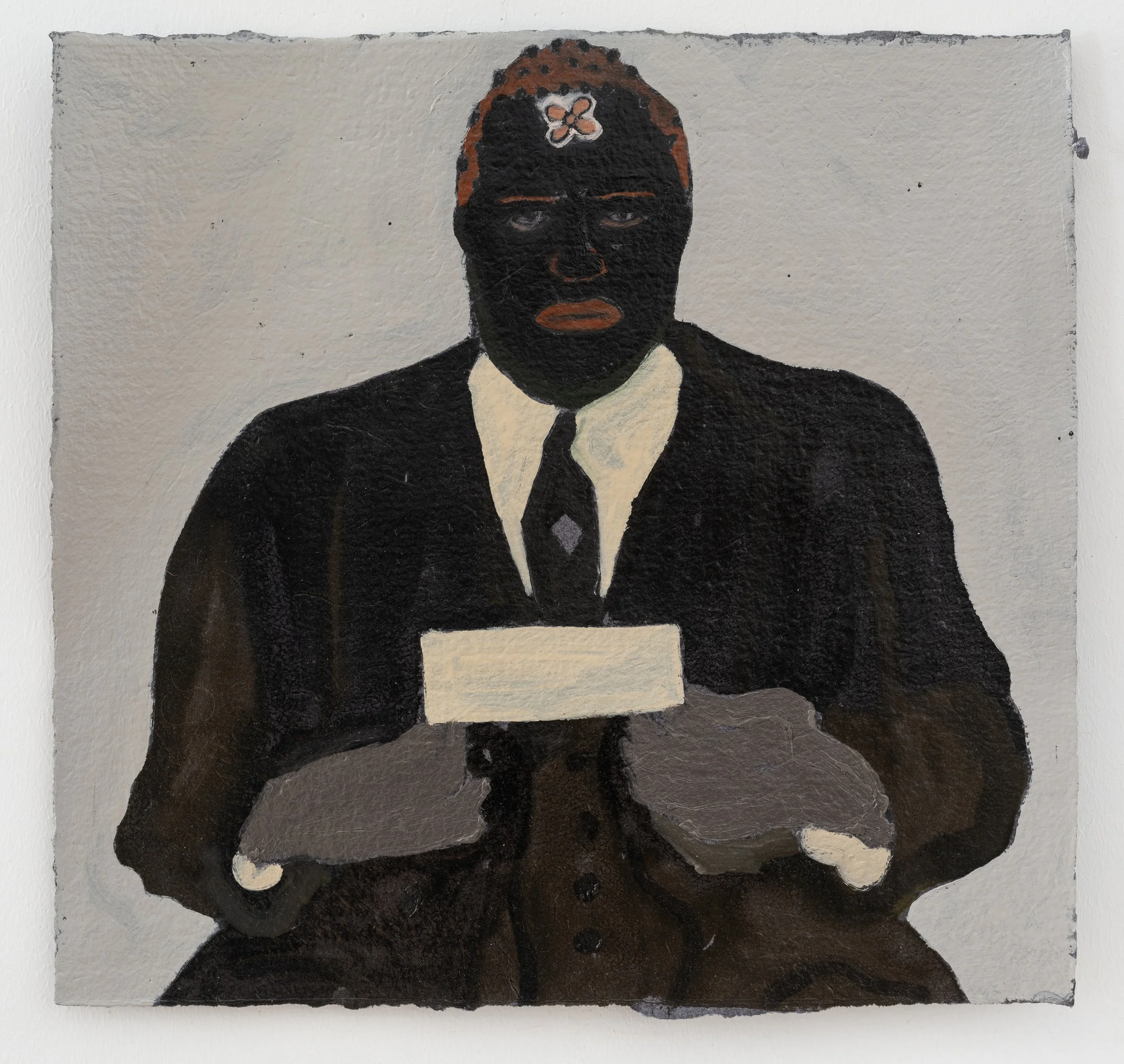 A man is a man in heaven or hell, oil on paper, 12 × 12.5 in., 2026