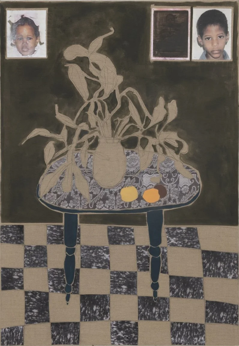 Four Pitcher Plants, charcoal, paper, and oil on linen, 72 × 50 in., 2021