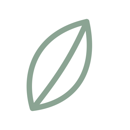 Simple line drawing of a leaf on a black background.