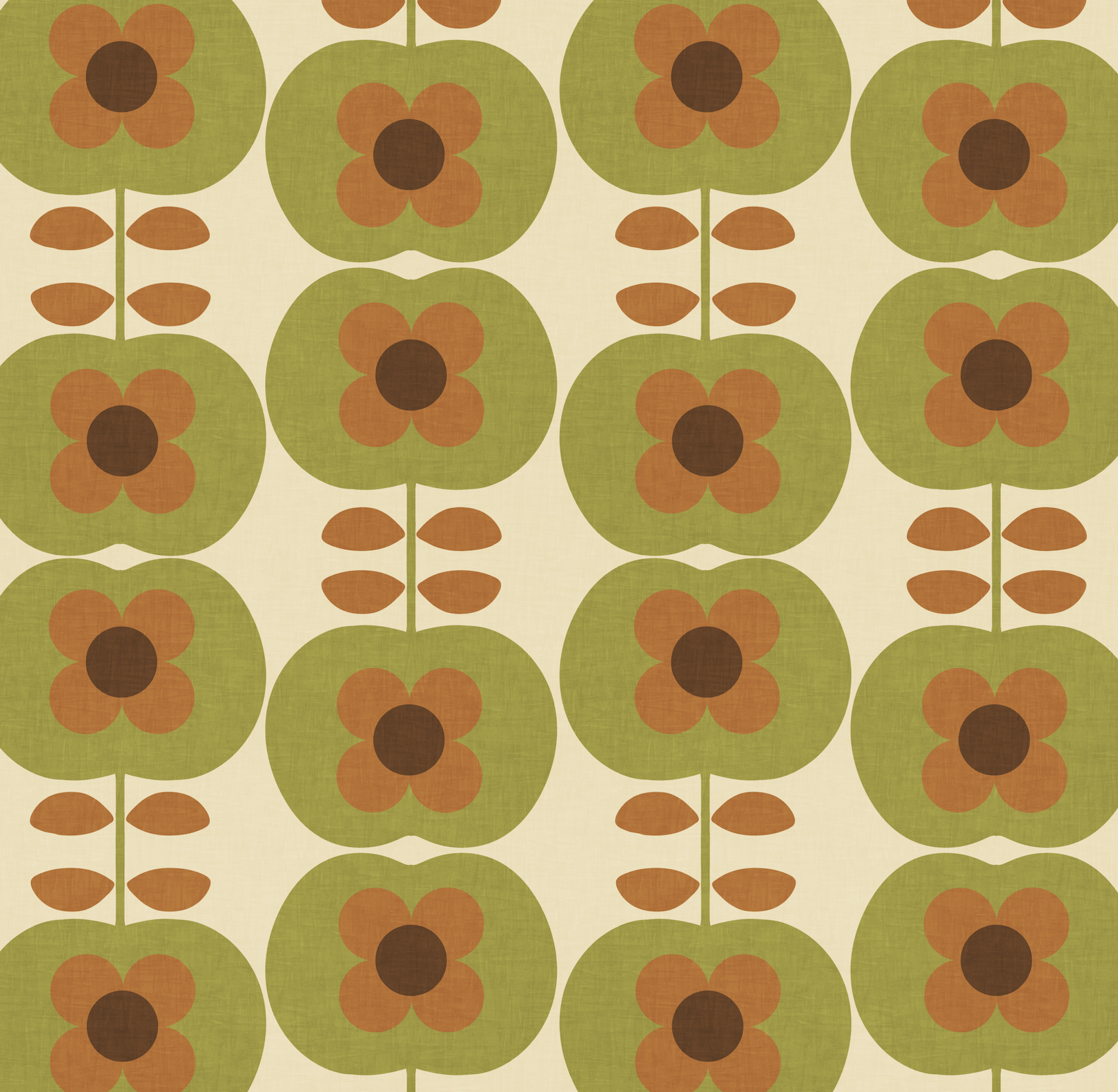 stylised floral apples green and orange