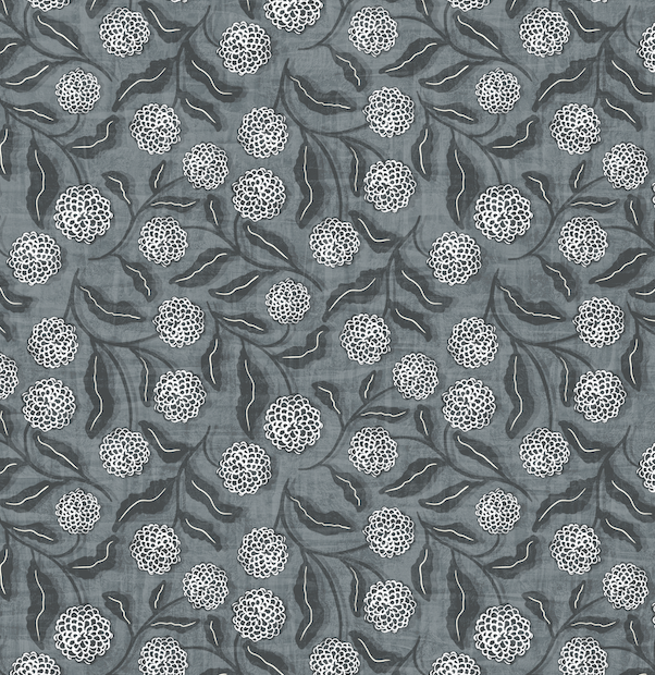 tossed dahlias - denim blue
