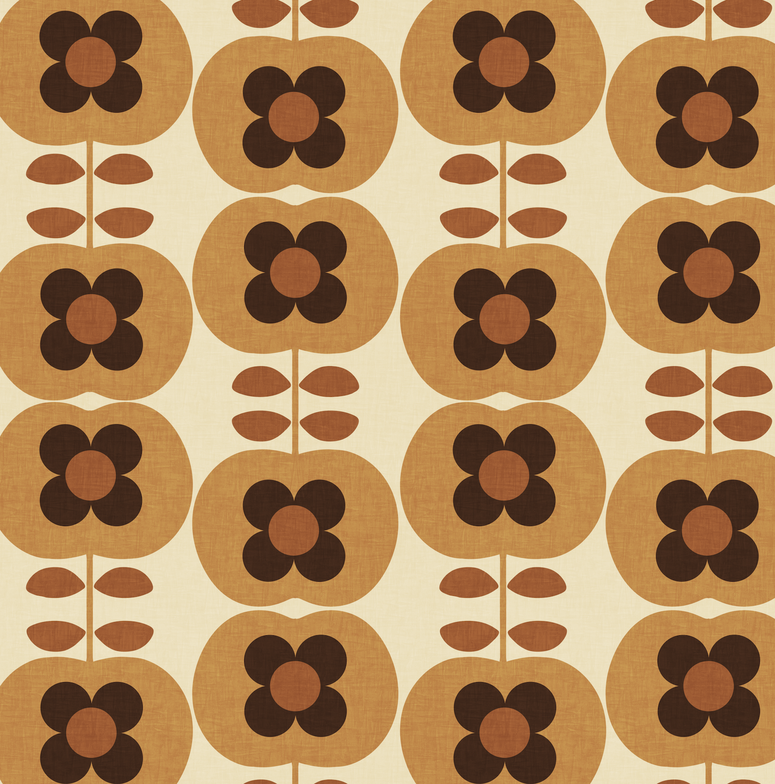 stylised floral apples orange and brown