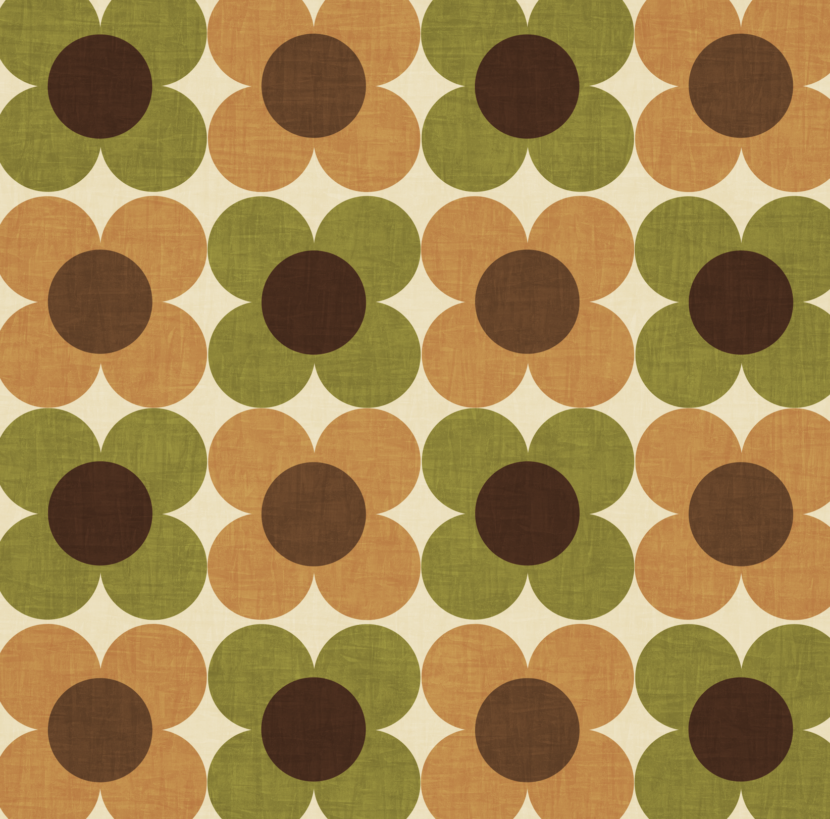 retro crochet flowers green and orange