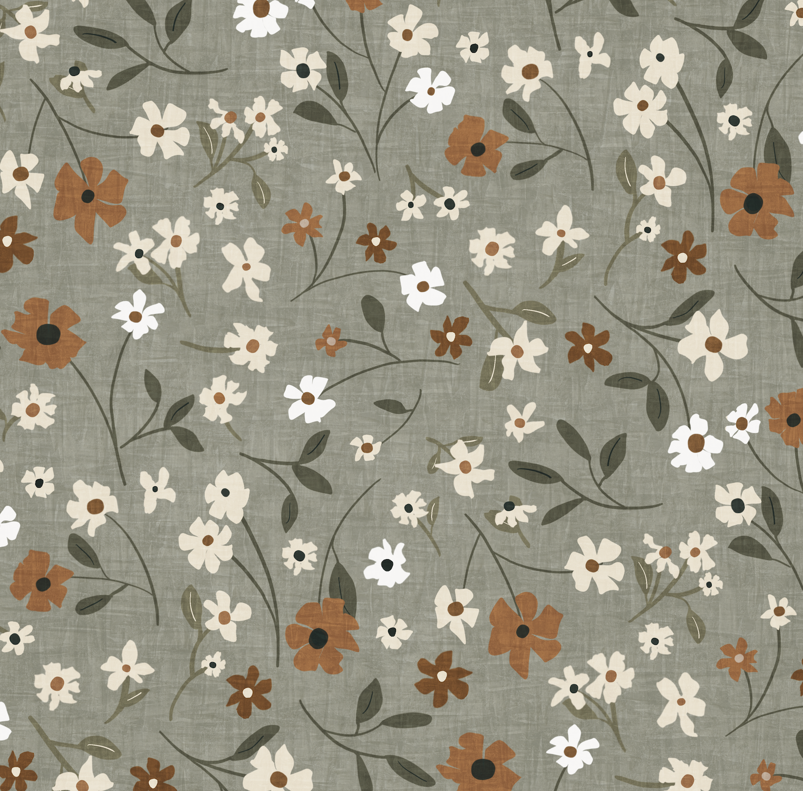 scattered wildflowers - muted olive