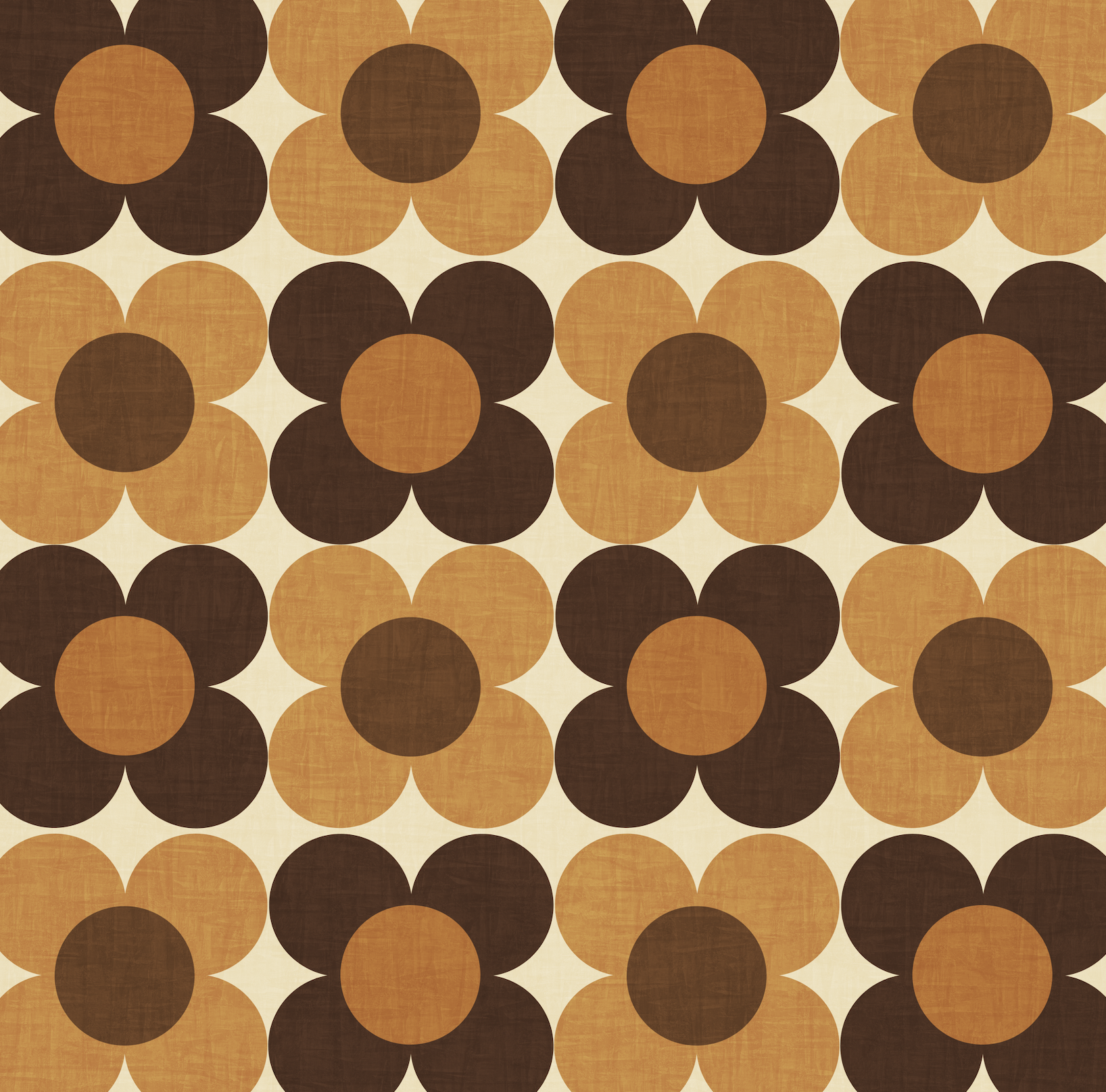 retro crochet flowers orange and brown
