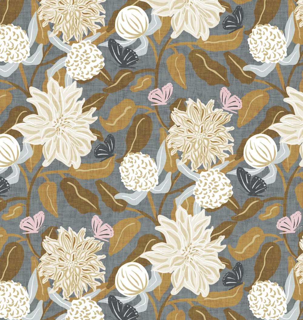 spring reverie floral - cream / blue