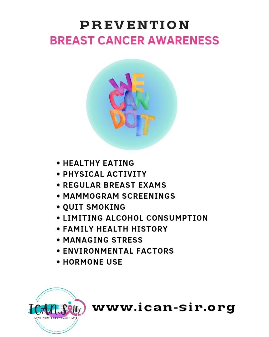 OCTOBER IS BREAST CANCER AWARENESS MONTH

Consider this list of holistic ideas  for your preventive and after care options.
✅️ Always check with your preferred wellness team to make the best decisions for you.

Check out our events @Www.ican-sir.org
