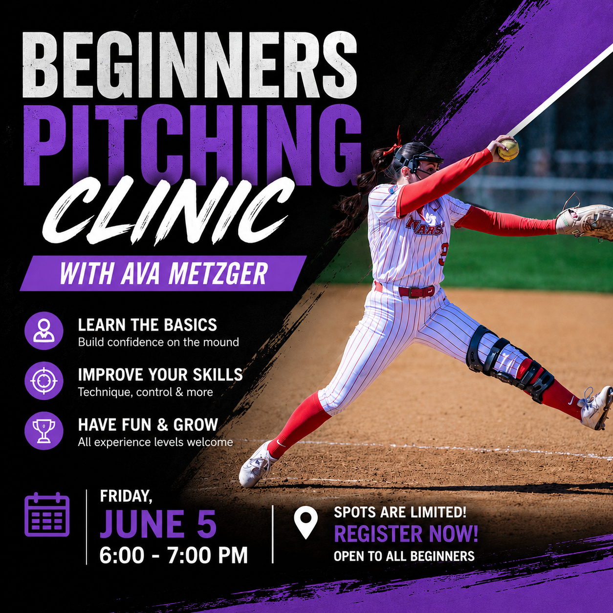 Friday, June 5 | Beginners Pitching Clinic with Ava Metzger