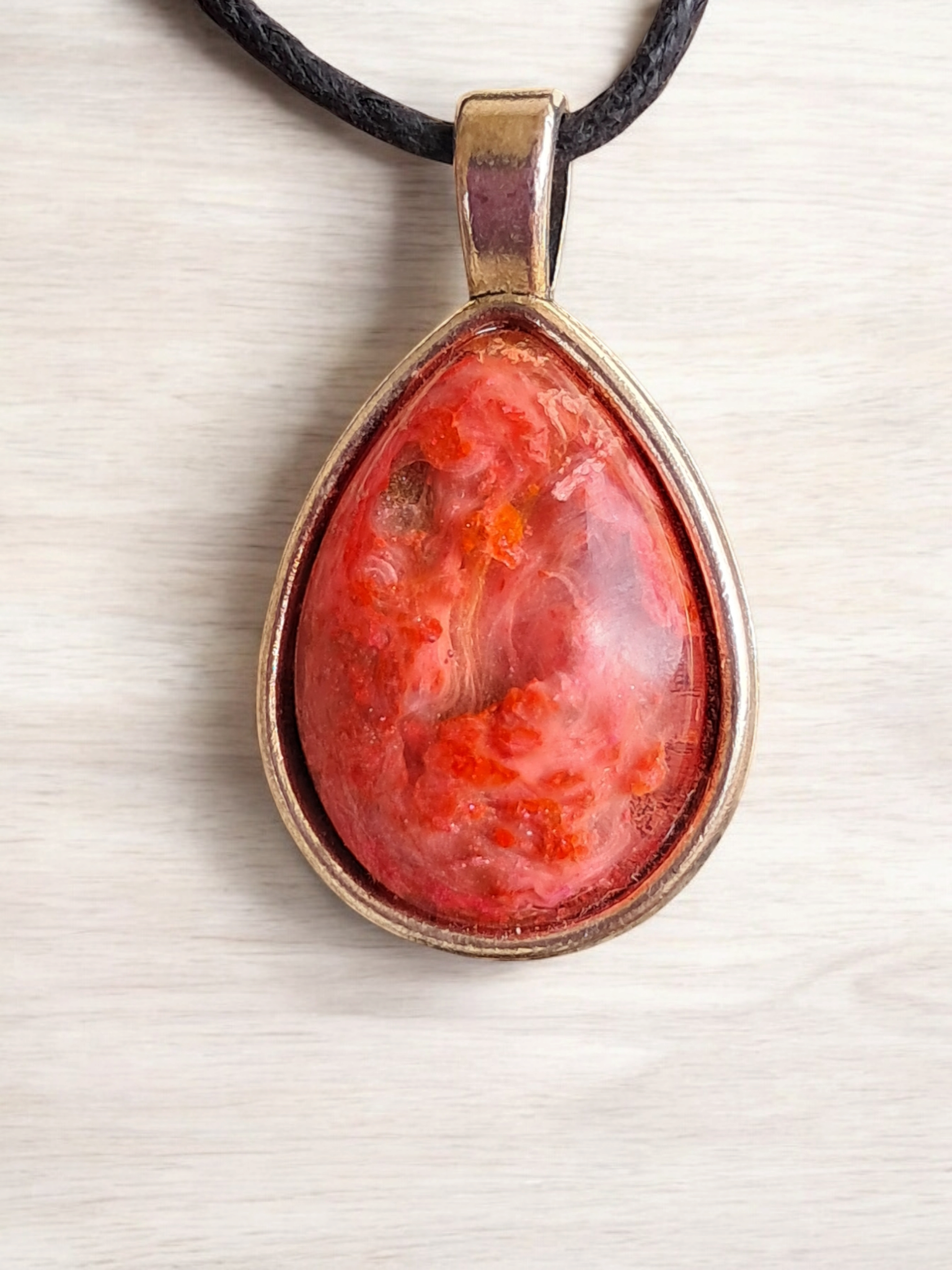 Orange Teardrop Resin Pendant