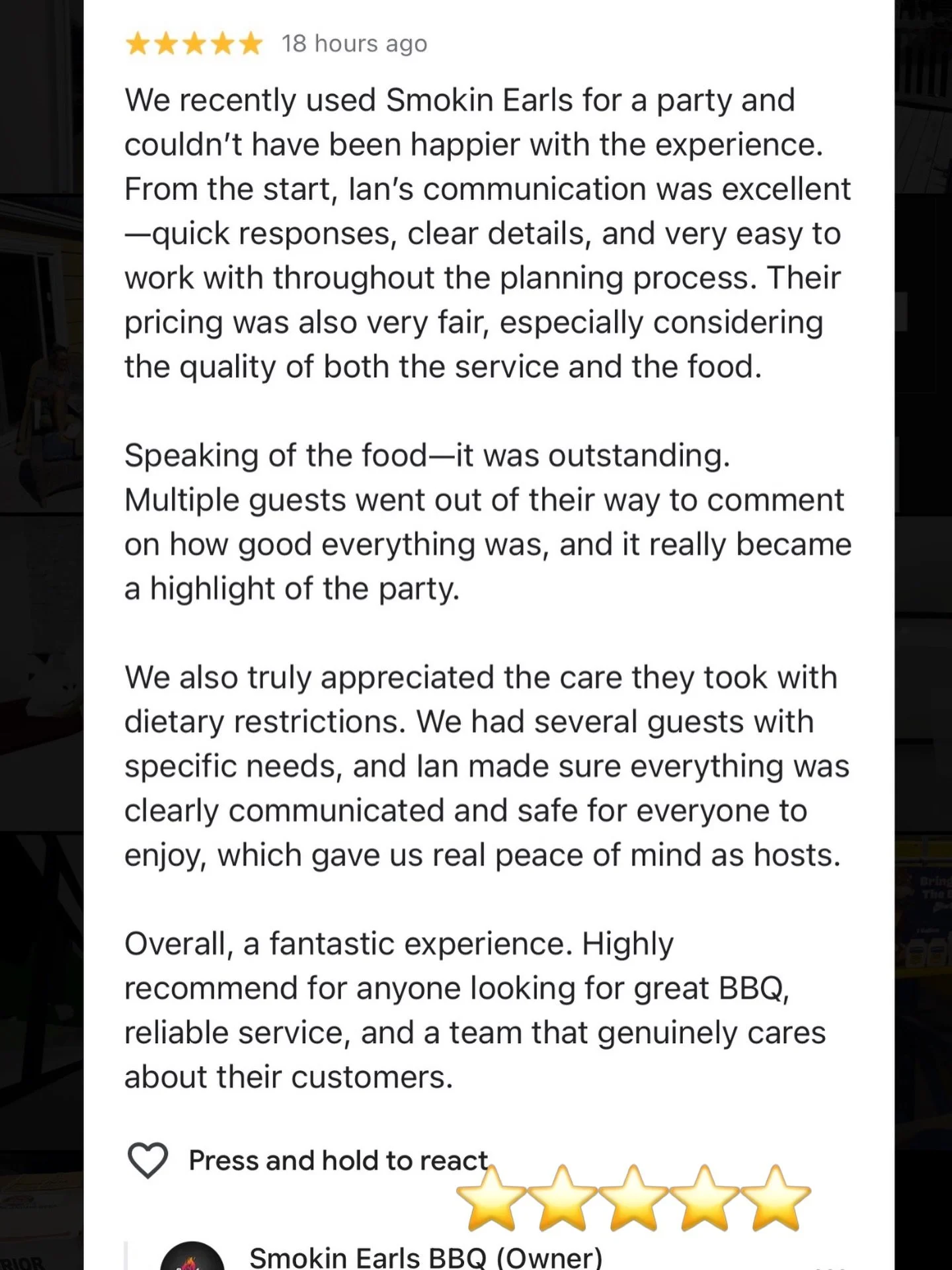 HAPPY WEDNESDAY!! LOVE STARTING WITH ANOTHER 5 ⭐️ REVIEW!!
#bbq #buckscountypa #5star #goodeats #hardwork