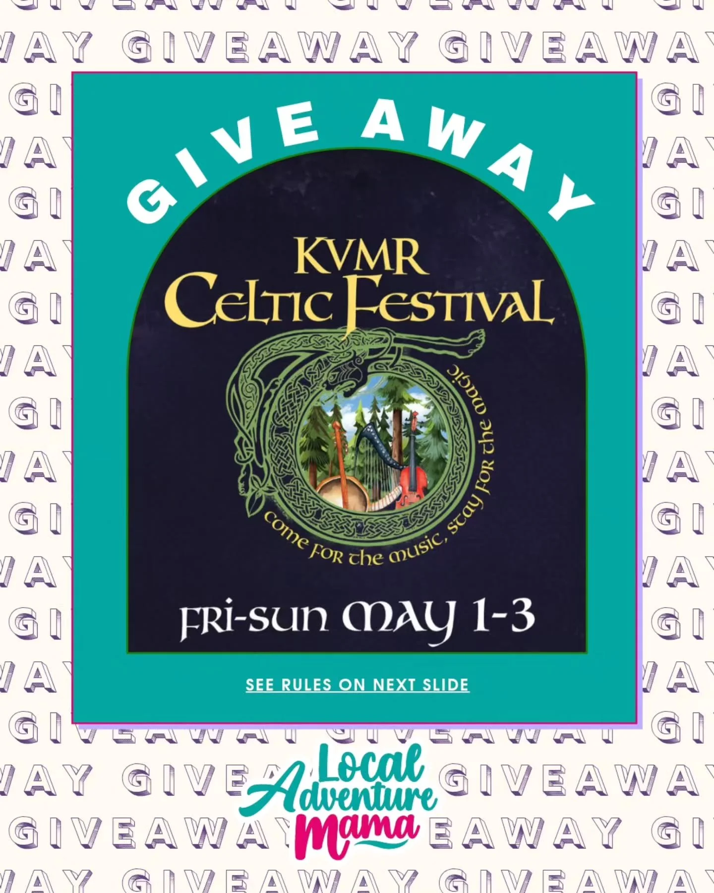 *GIVEAWAY CLOSED*
👑GIVEAWAY TIME 👑
We're teaming up with @kvmrcelticfestival to give ONE lucky family a weekend full of FUN!
 
WHAT YOU'LL WIN 
2-day family 4-pack (2 adult tickets and 2 youth (12-17) tickets for both Saturday and Sunday of the fes