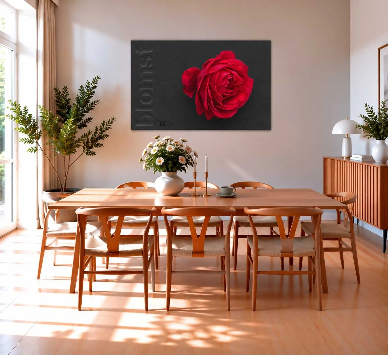 Skandinavisk-spisestue-med-rød-rosekunst(1).jpg