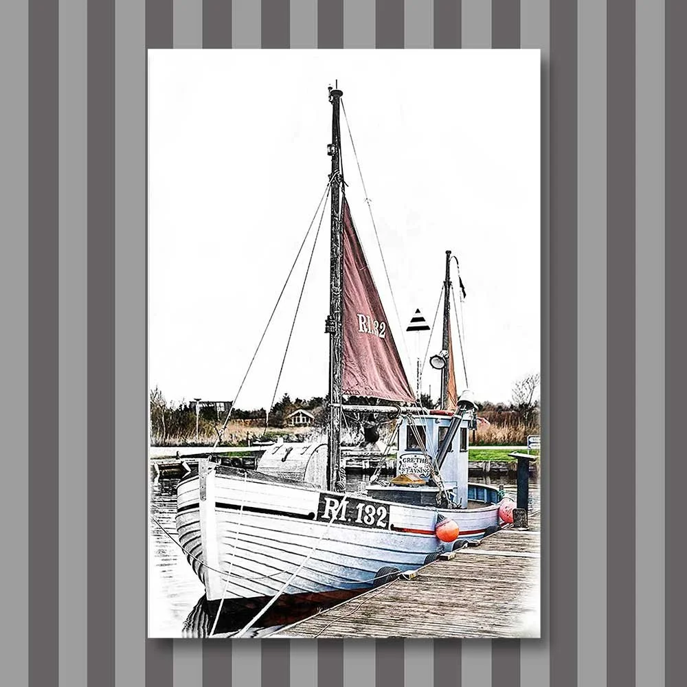 Titel: Blaues Fischerboot (Leinwand)