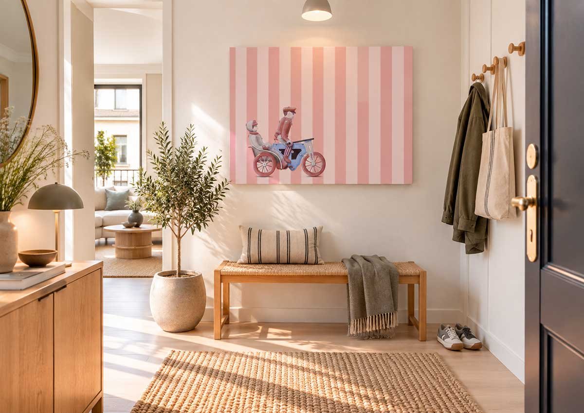 Sunlit-Scandinavian-Foyer-with-Pink-Motorcycle-Art.jpg