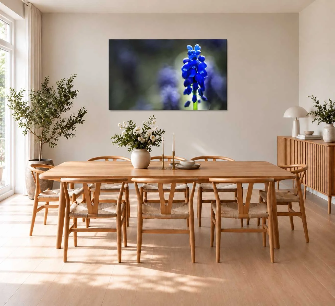 Skandinavisk-spisestue-med-blå-blomsterkunst(1).jpg