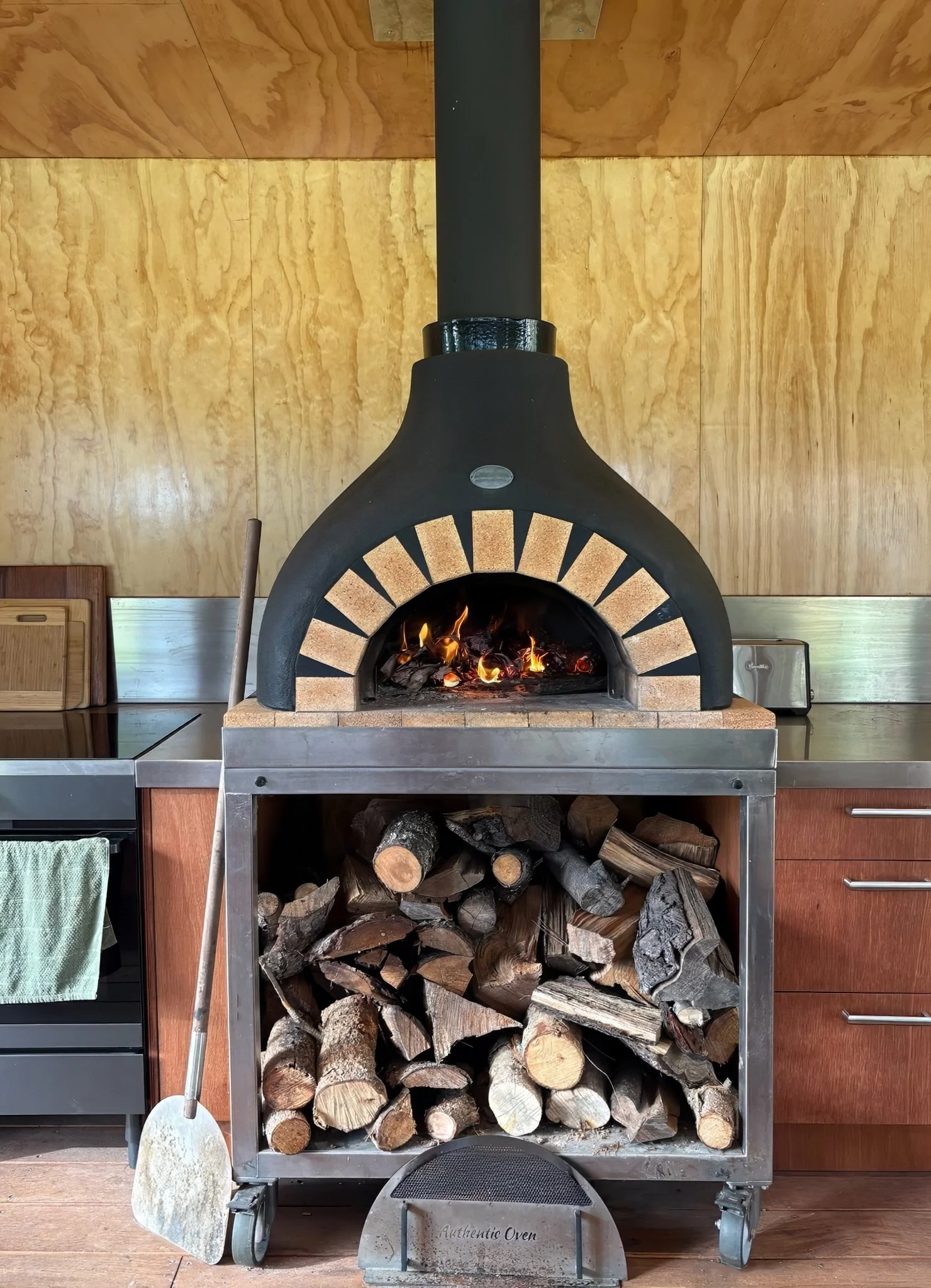 Authentic stone pizza oven, outdoor kitchen pavilion Black Swamp Mangawhai