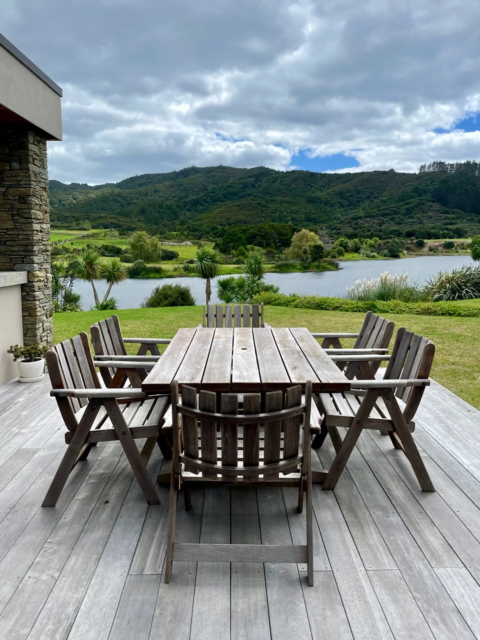 luxury home made with Porotherm blocks imported from Europe decking and outdoor dining