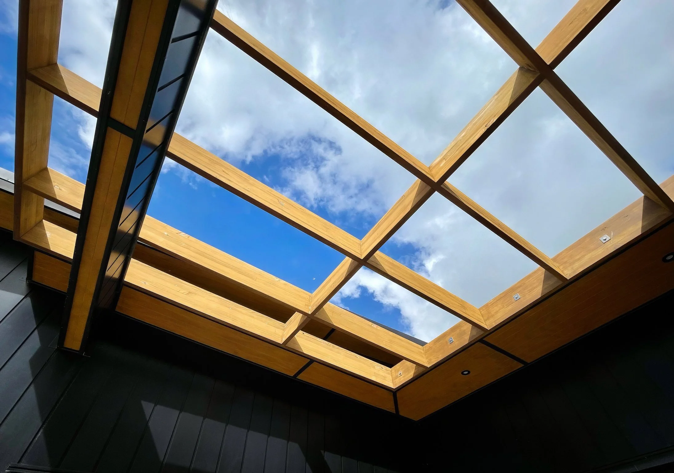 Sanctuary Ridgeview luxury new home timber batten skylight, Elite Building Mangawhai