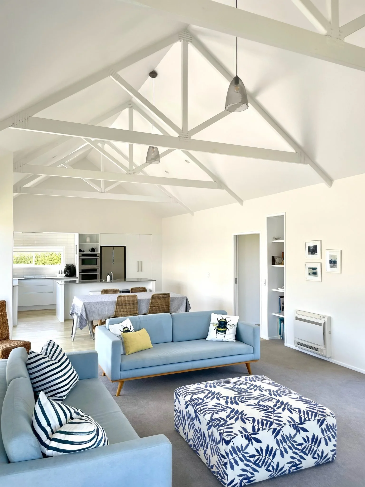 Stingray new build open plan living and dining with vaulted ceiling, Northland