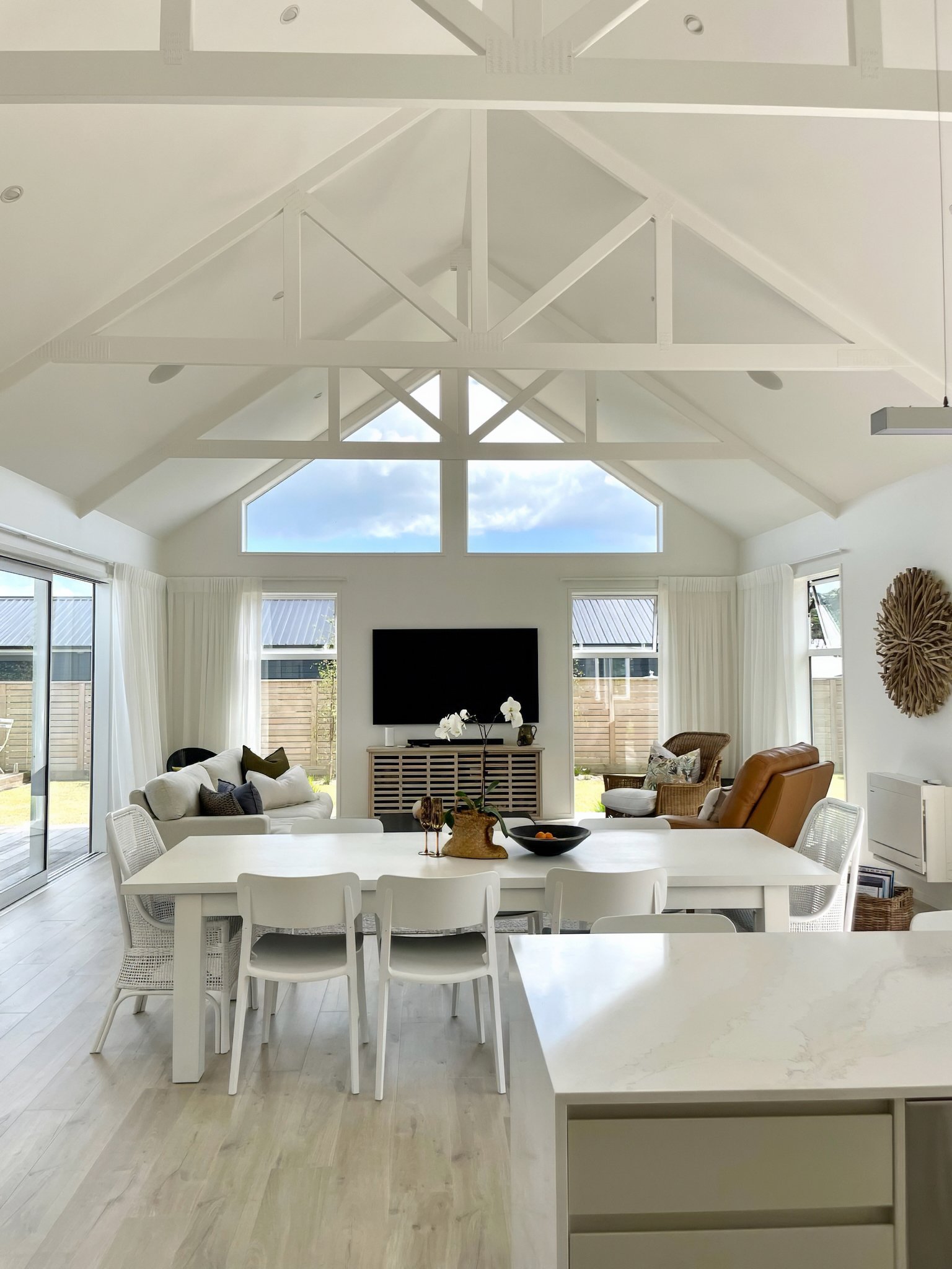 Swordfish luxury dining room with natural light and open plan living, Mangawhai