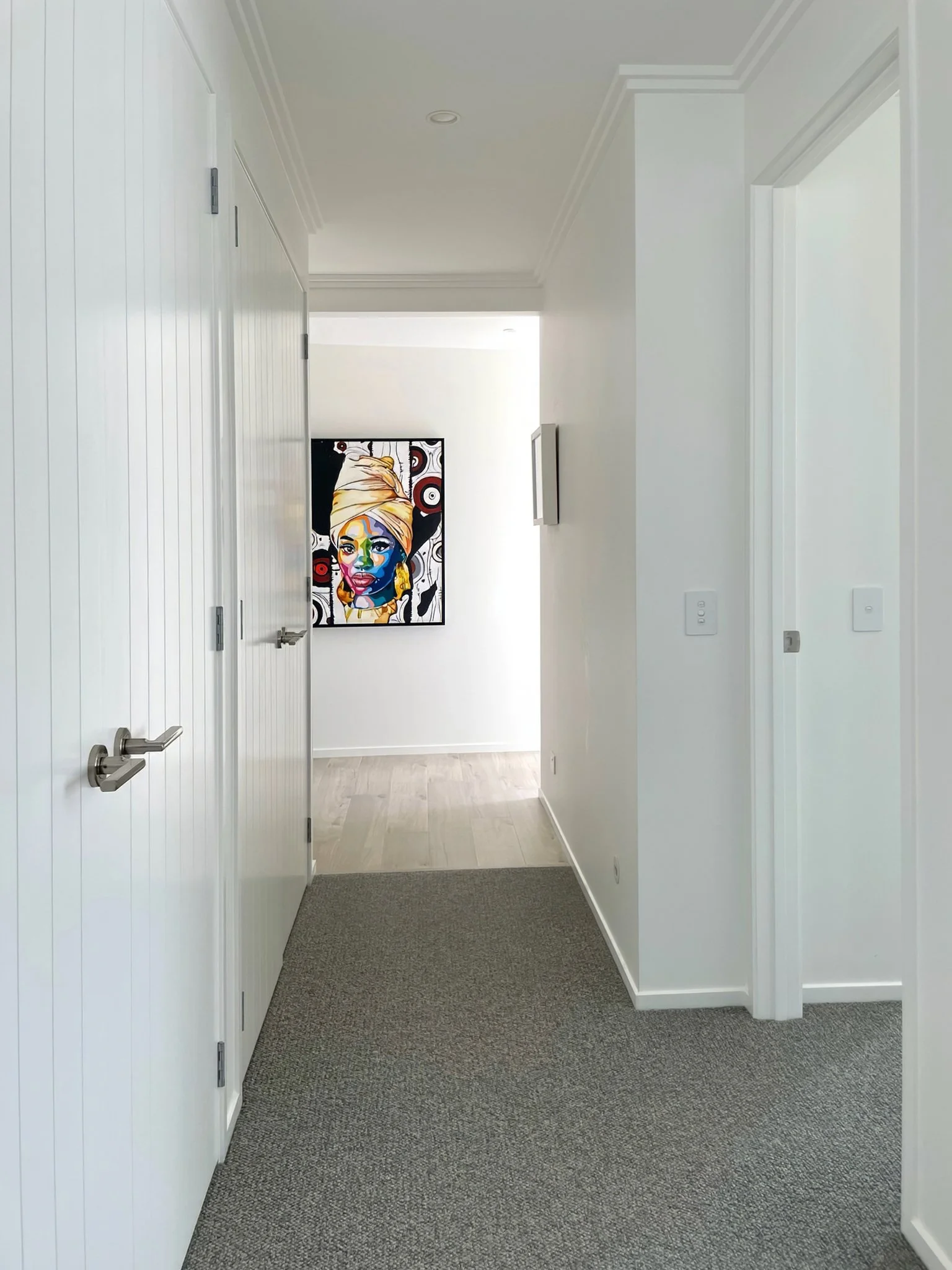Swordfish hallway and original painting new home build in Mangawhai