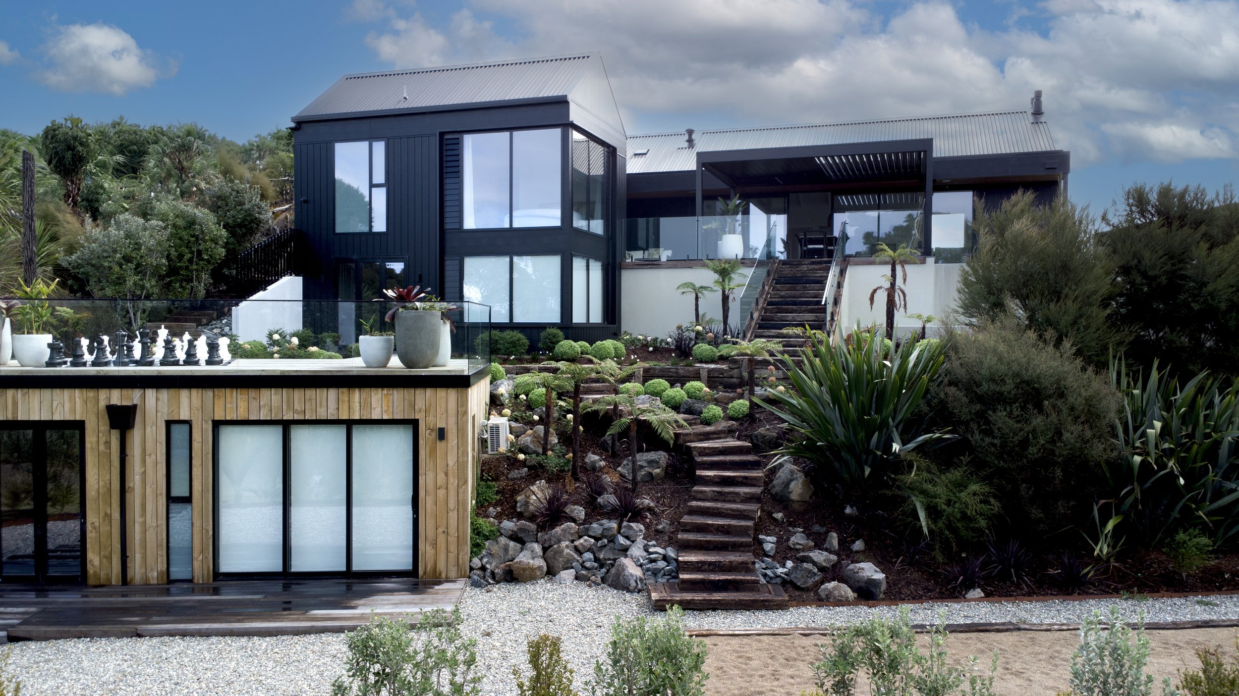 Luxury home exterior drone