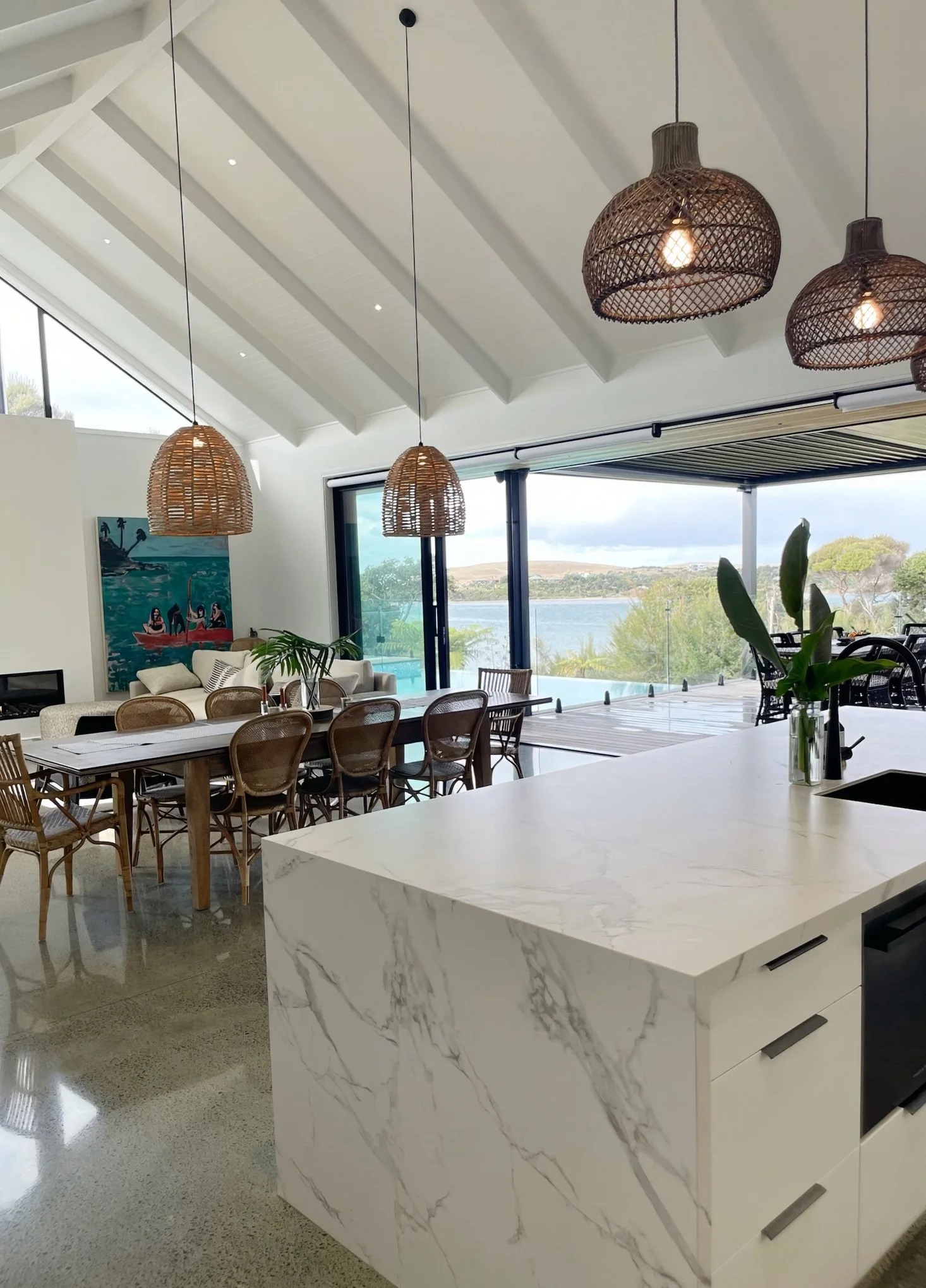 Sand Dune open plan living with outdoor views, Elite Building Northland