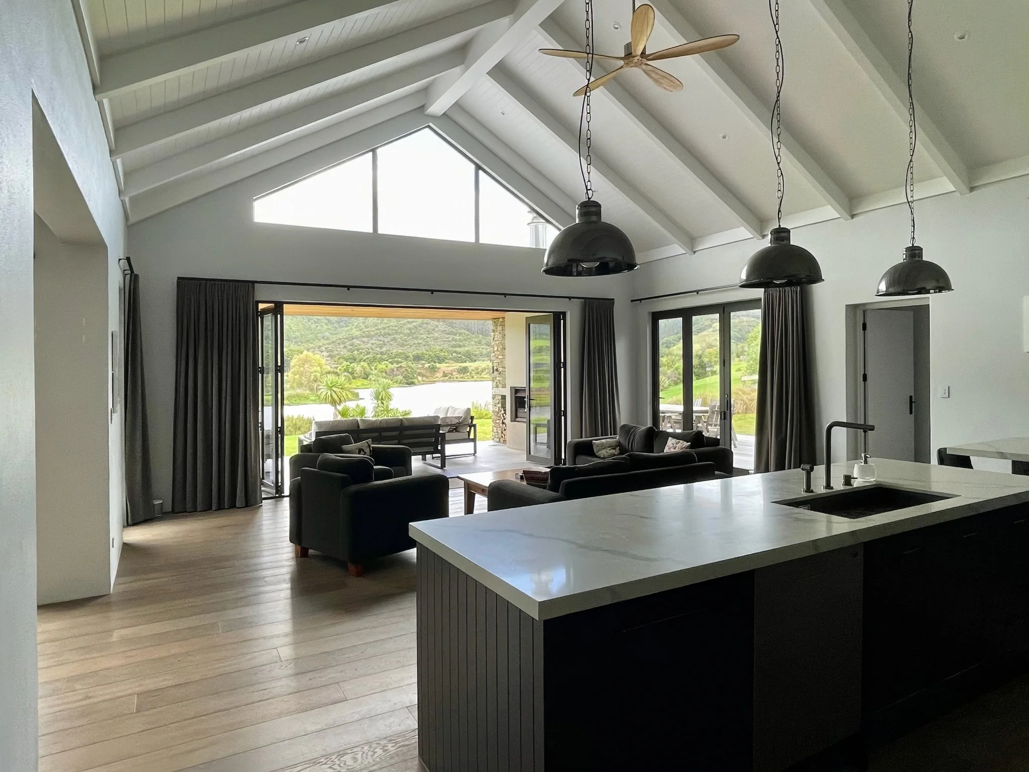 luxury home made with Porotherm blocks imported from Europe interior kitchen and lounge