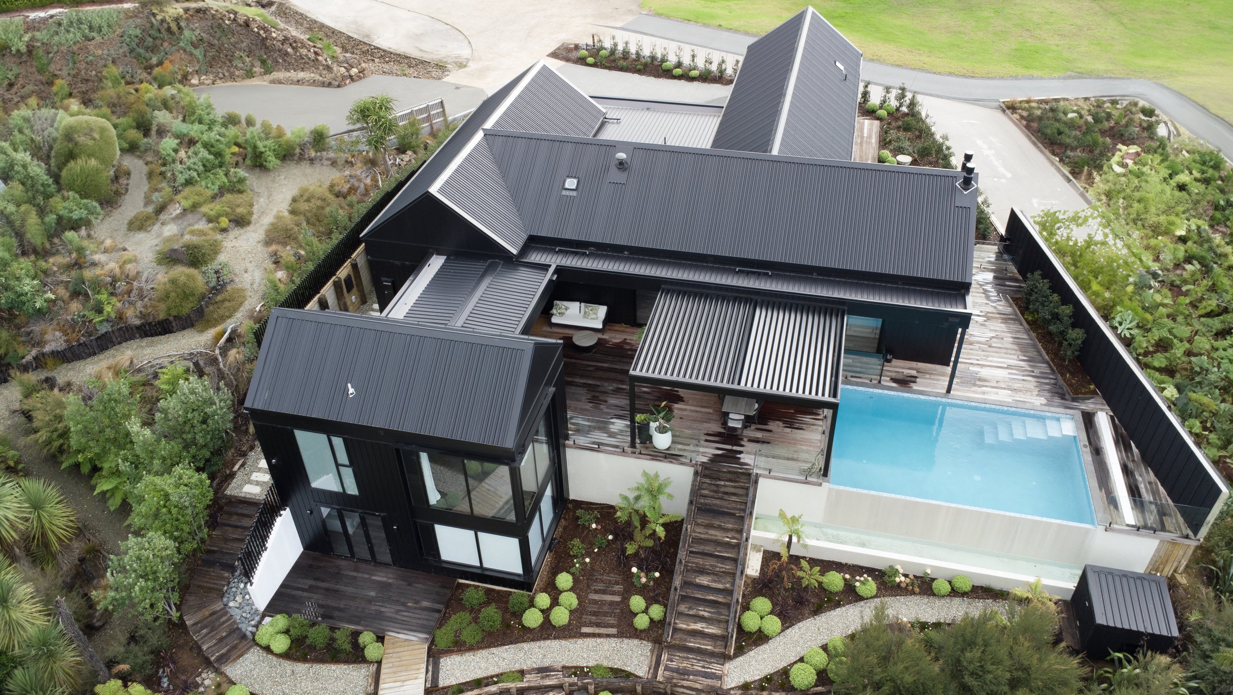 Luxury home exterior drone