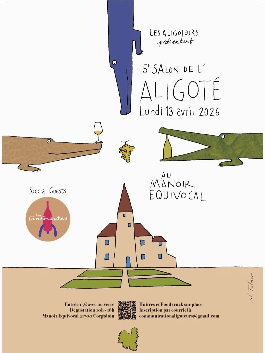 Venez nous voir au Salon de l&rsquo;Aligot&eacute;! 
QUAND: 13 avril, 10h-18h
O&Ugrave;: au Manoir Equivocal 21700 Corgoloin
COMMENT: entr&eacute;e 15&euro; avec un verre. Lien pour l&rsquo;inscription sur notre profile ➡️
🐊🥂😎
Come see us at the S