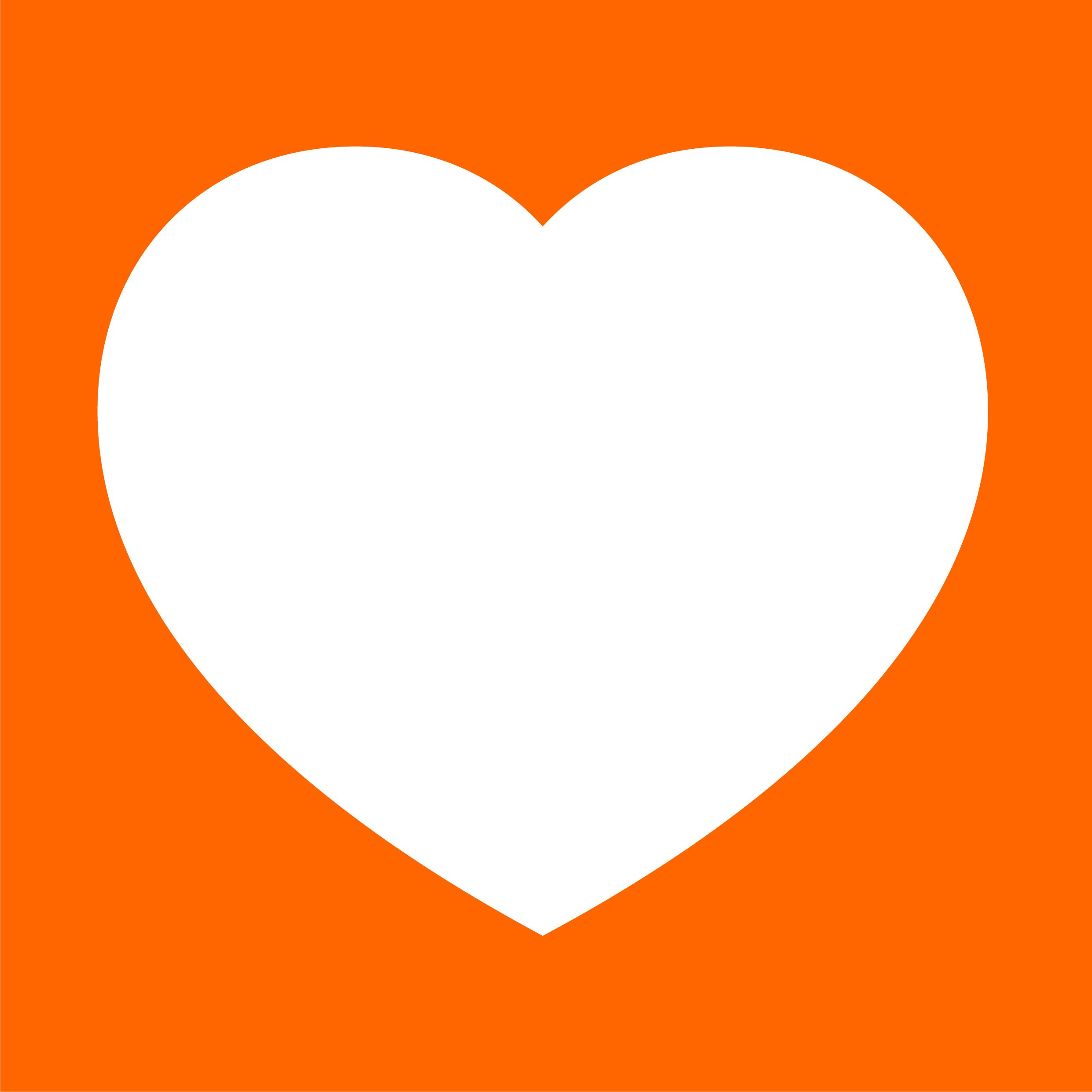 White heart shape on an orange background.