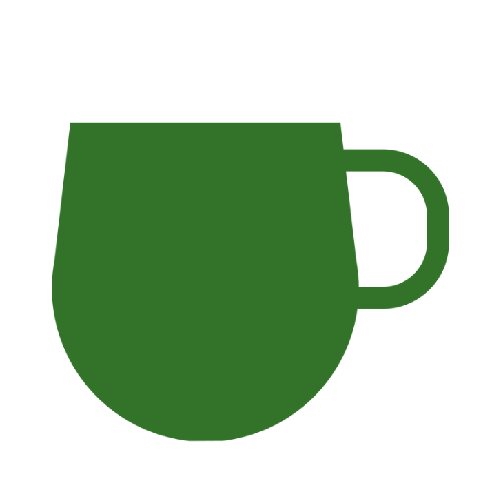 Green mug with handle on white background.
