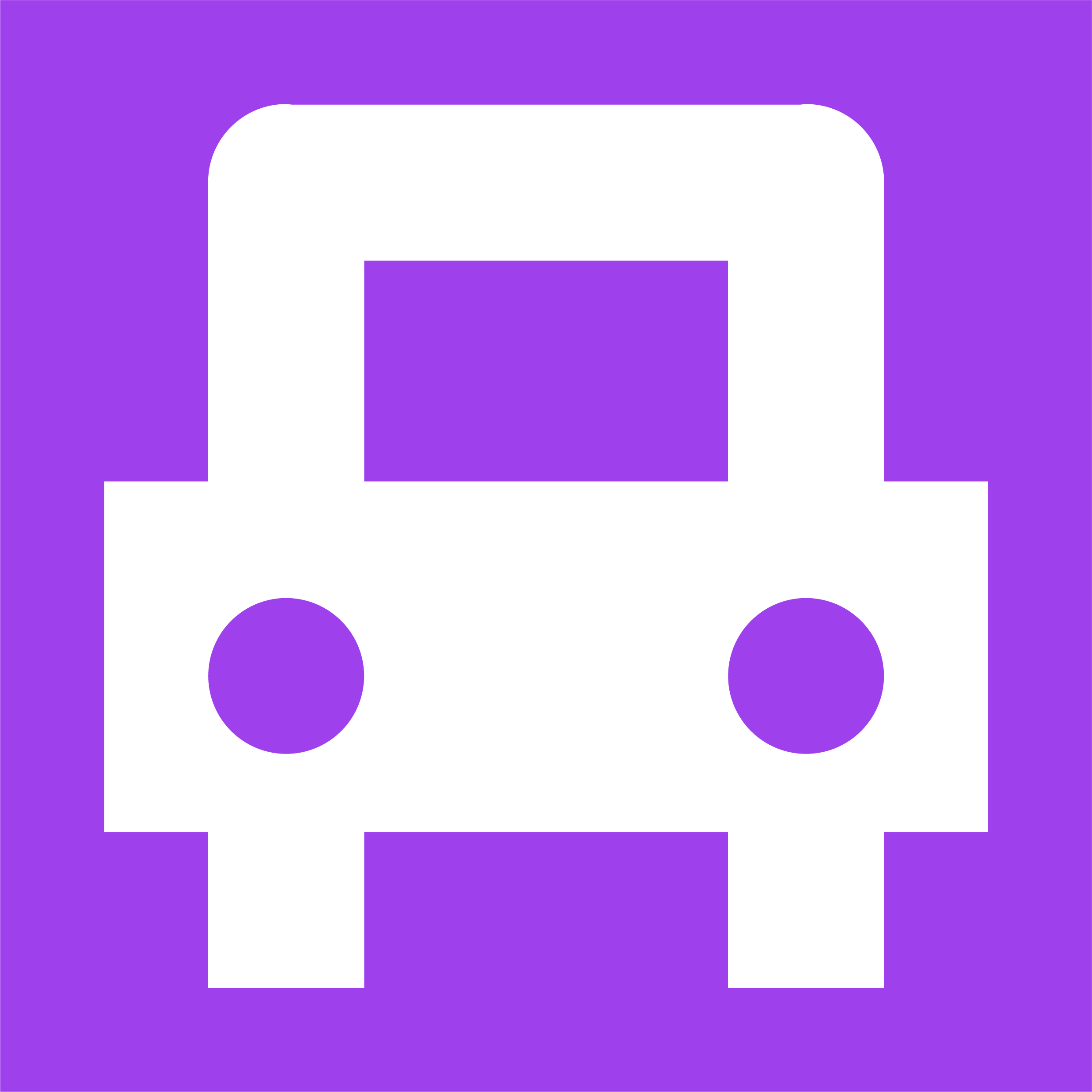 Icon of a car on a purple background.