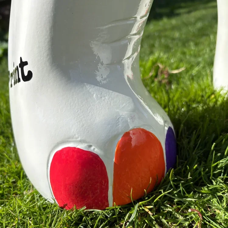 Close-up of Charnwood Arts' Elephant as part of the LOROS Stomp Around 2025 trail. 