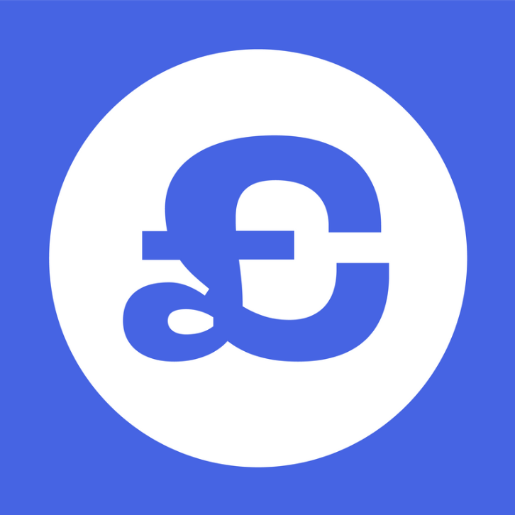 Blue and white logo of a pound sign. 