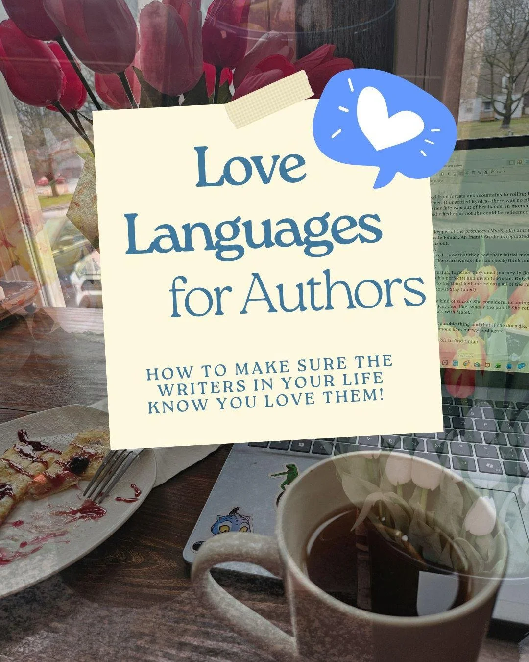STOP SCROLLING! YOU NEED TO TELL THE WRITER IN YOUR LIFE THAT YOU LOVE THEM! Not sure how?Check out our suggestions based on love languages. Tell us in the comments how you celebrate the writers in your life and let them know you love them!!! #writin