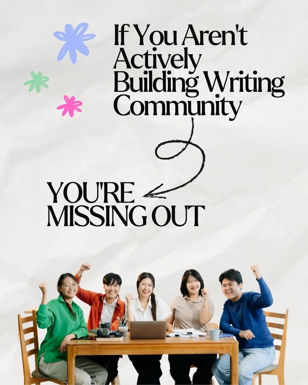 WRITING SHOULDN&rsquo;T BE ISOLATING! Finding your writing community can take time, but it&rsquo;s 10000% worth it! If you don&rsquo;t have community (yet!) here&rsquo;s what you&rsquo;re missing: They get it! Connecting with other writers means they