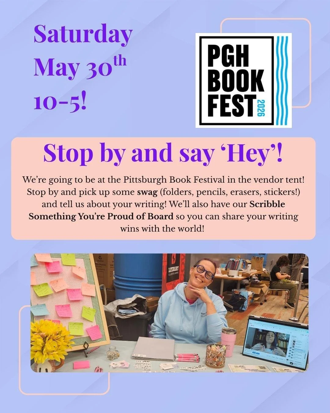 We want to meet you!!! Stop by and chat with us about your writing and be sure to pick up some swag (we have AWESOME stickers) We're really looking forward to meeting writers and readers in the Pittsburgh area! Thank you to the Pittsburgh Book Festiv