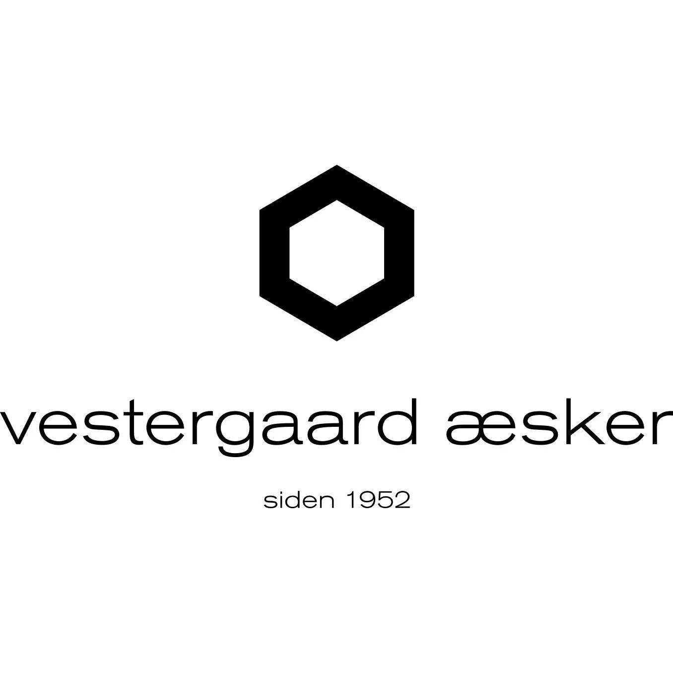 Vestergaard Æsker Logo. Logo med tekst 'vestergaard æsker siden 1952' og geometrisk ikon.